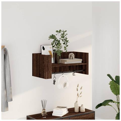 Mensola A Muro Rovere Marrone 70,5x35x30,5 Cm Legno Multistrato - Foto 1