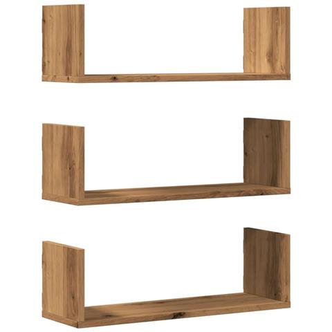 Mensole Parete 3pz Rovere Artigianale 58x18x18 Cm In Truciolato - Foto 2