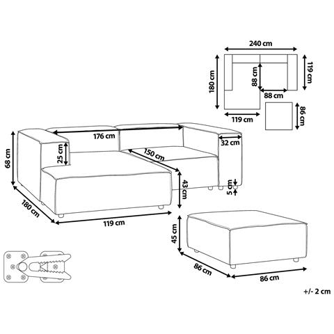 3 Posti Ardal Tessuto Grigio Chiaro Con Ottomana Lato Destro - Foto 7
