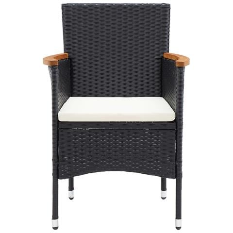 Set da Pranzo per Giardino 7 pz con Cuscini Polyrattan Nero - Foto 2