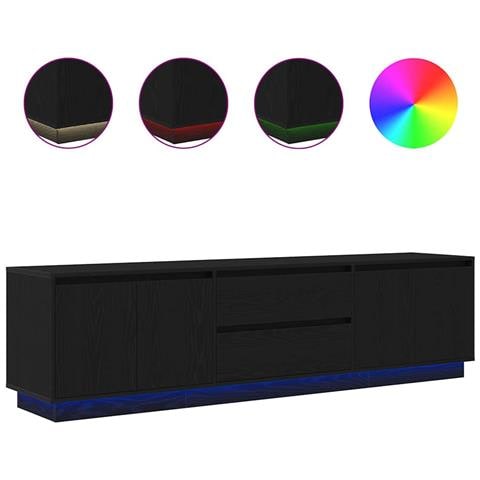 Mobile Porta TV con Luci LED Rovere Nero 193,5x41x50 cm - Foto 1