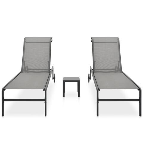 Lettini Prendisole 2 Pz Con Tavolo In Textilene E Acciaio - Foto 2