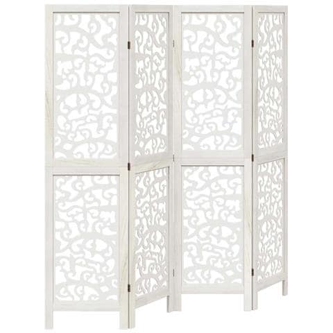 Divisorio Ambienti 4pannelli Bianco Legno Massello Di Paulownia - Foto 2