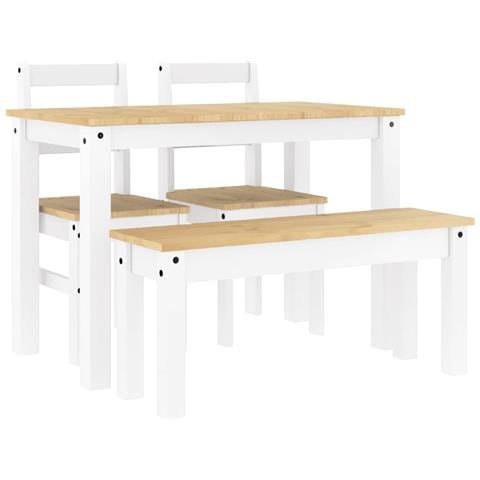 Set Da Pranzo 4 Pz Panama Bianco In Legno Massello Di Pino - Foto 2