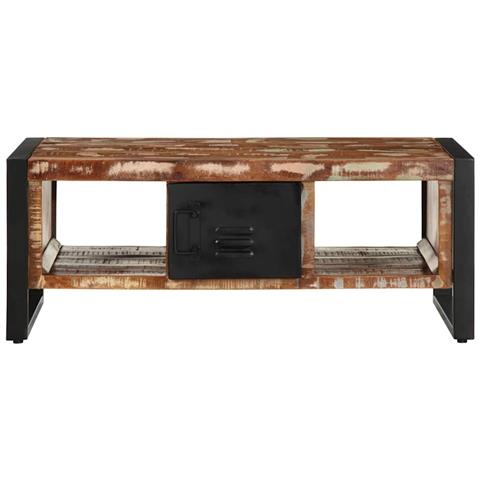 Tavolino Salotto Multicolore 90x50x36cm Legno Massello Recupero - Foto 2