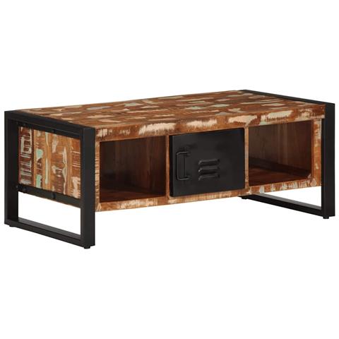 Tavolino Salotto Multicolore 90x50x36cm Legno Massello Recupero - Foto 1