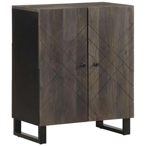 Credenze 3 Pz Nere 60x33x75 Cm In Legno Massello Di Mango - Foto 2