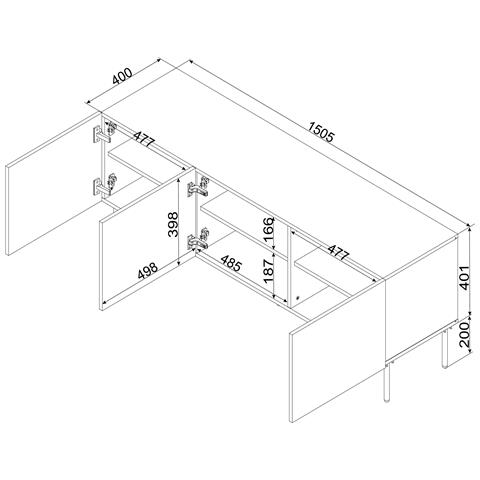 Armadio RTV 3D PALAZZO BIS 151x40x60 bianco opaco - Foto 2