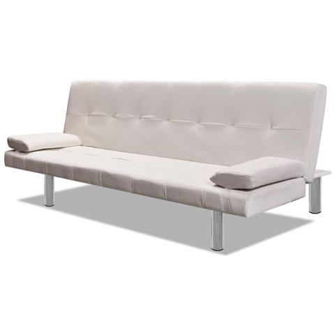 Lusso Casadino -  Divano Letto Con 2 Cuscini Similpelle Regolabile Bianco Crema - Foto 1