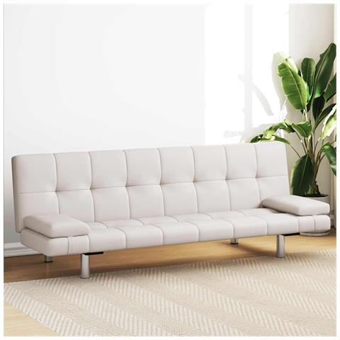 Lusso Casadino -  Divano Letto Con 2 Cuscini Similpelle Regolabile Bianco Crema - Foto 9