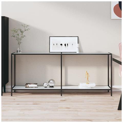 Tavolo Consolle Bianco 180x35x75,5 Cm In Vetro Temperato - Foto 8