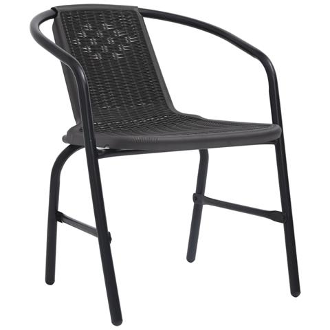 Lusso Casadino - Sedie Da Giardino 2 Pz Nere Plastica Stile Rattan Acciaio 110kg - Foto 1