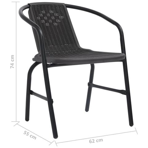 Lusso Casadino - Sedie Da Giardino 2 Pz Nere Plastica Stile Rattan Acciaio 110kg - Foto 8