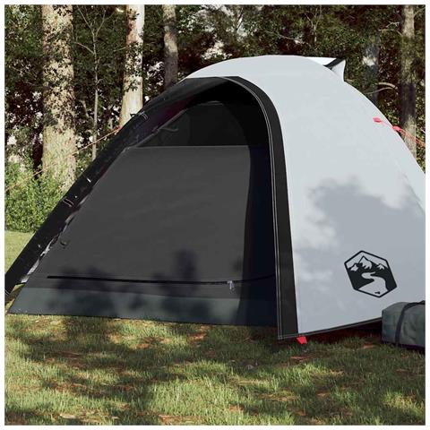 Tenda Campeggio a Cupola 4 Persone Bianca Tessuto Impermeabile - Foto 1