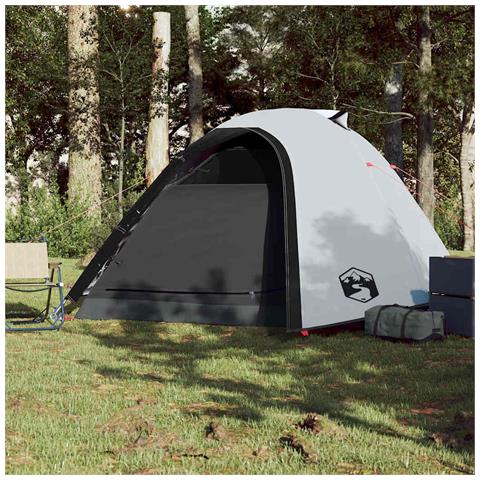 Tenda Campeggio a Cupola 4 Persone Bianca Tessuto Impermeabile - Foto 2