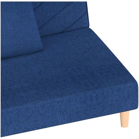 Divano Letto a 2 Posti con 2 Cuscini Blu in Tessuto - Foto 9