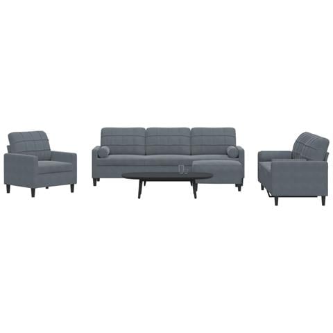 Set di Divani 4 pz con Cuscini e Rinforzi Grigio Scuro Velluto - Foto 2