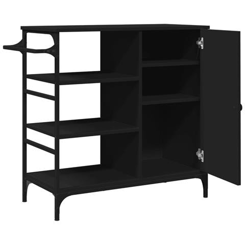 Carrello da Cucina Nero 87,5x38,5x84,5 cm in Legno Multistrato - Foto 9