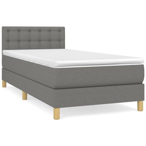 Giroletto a Molle con Materasso Grigio Scuro 100x200 cm Tessuto - Foto 1