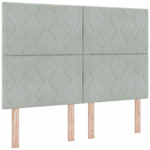 Testiera LED Geometrico Grigio chiaro 144 cm Velluto - Foto 1