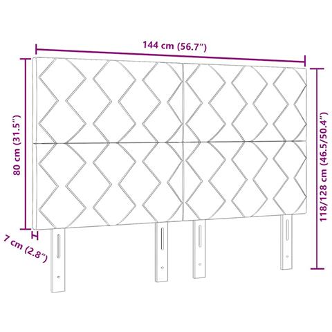 Testiera LED Geometrico Grigio chiaro 144 cm Velluto - Foto 9