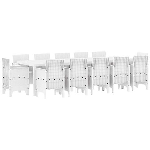 Set da Pranzo per Giardino 13 pcs Bianco Poly Rattan - Foto 1