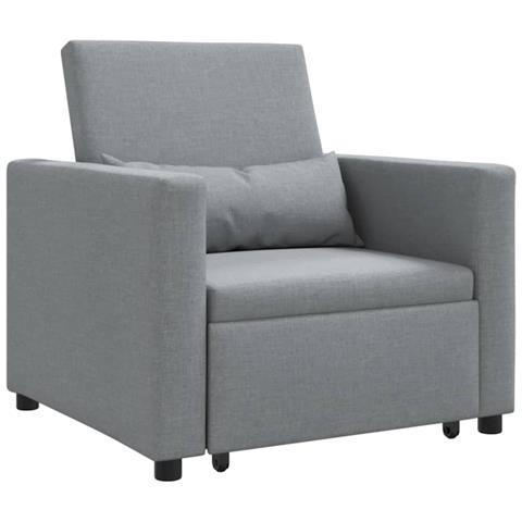 Divano Letto Singolo Grigio chiaro 90 x 165 x 87 cm Tessuto - Foto 1