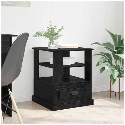 Armadio da Notte Rovere nero 50 x 50 x 60 cm Legno multistrato - Foto 2