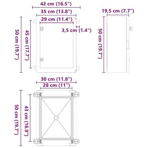 Armadietto di Controllo Grigio 35 x 19.5 x 50 cm Plastica ABS - Foto 9
