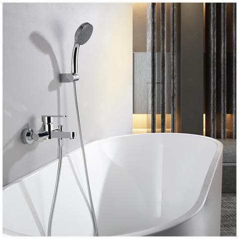 Imex Miscelatore Vasca-doccia Cromato In Ottone E Zama Con Tubo Flessibile Metallo 180 Cm Supporto Maniglia Doccia Abs Maniglia Rotonda Cartuccia Ceramica Ø35 Mm Serie Roma Imex-bdr001-4 - Foto 1