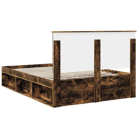 Struttura del letto Rovere fumé 140 x 190 cm Pino massello - Foto 9