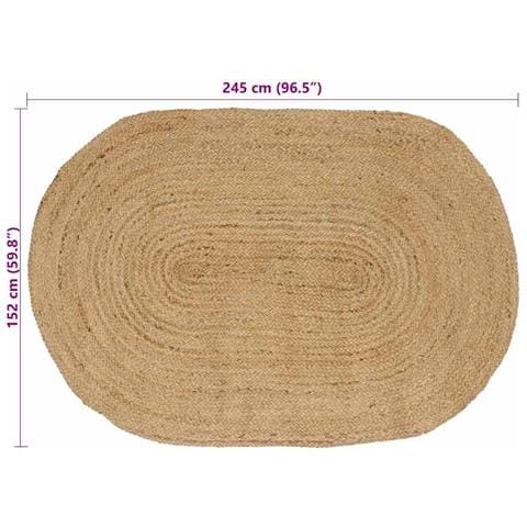 Tappeti per area Ovale Naturale 152 x 245 cm Juta - Foto 7