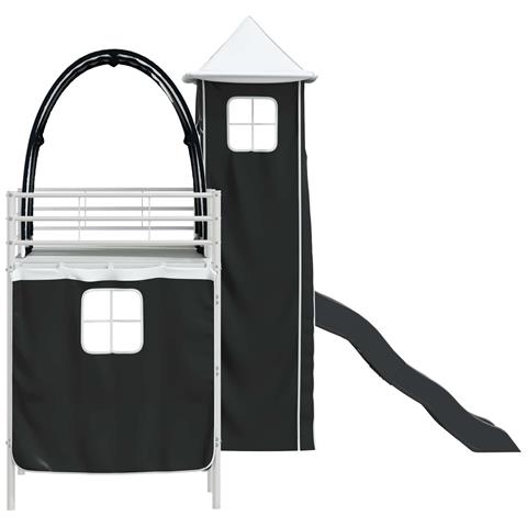 Struttura del letto loft per bambini Bianco e Nero Metallo - Foto 9
