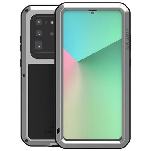 Cover per Galaxy S20 Ultra - Silicone+Metallo, Argento, Antiurto - Foto 1