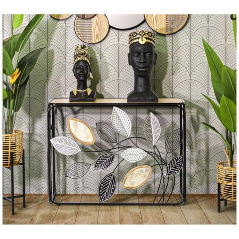 Tavolo Consolle Natura 3-multicolore-metallo-108x36,8x80 Cm - Foto 8