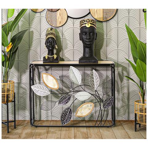 Tavolo Consolle Natura 3-multicolore-metallo-108x36,8x80 Cm - Foto 8
