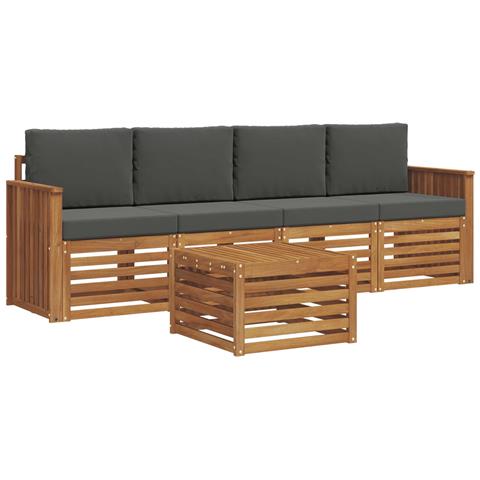 Set divani Naturale e Antracite Legno di Acacia Massello - Foto 1