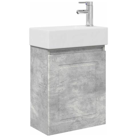 Mobile bagno con rubinetto Grigio Cemento 45,5 x 22,5 x 84 cm - Foto 1