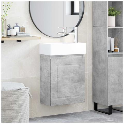 Mobile bagno con rubinetto Grigio Cemento 45,5 x 22,5 x 84 cm - Foto 2