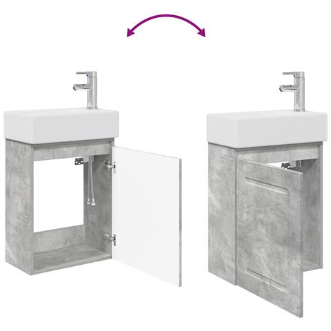 Mobile bagno con rubinetto Grigio Cemento 45,5 x 22,5 x 84 cm - Foto 9