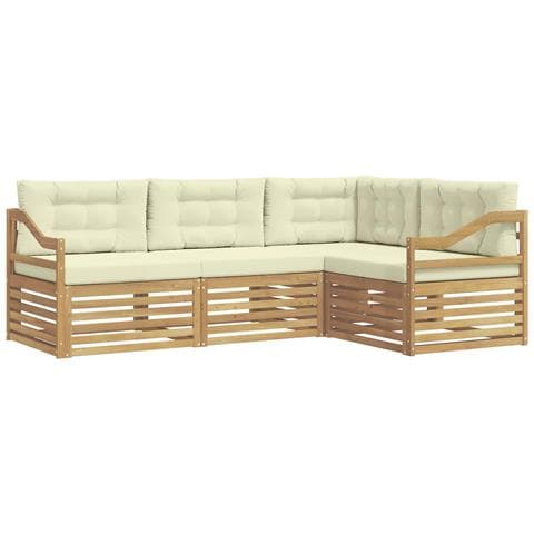 Set di divani da esterno 4 pcs Bianco e Crema - Foto 1