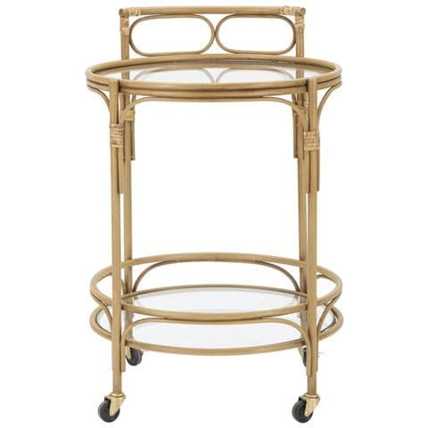 Carrello Bar Panama Rotondo In Ferro, Rattan E Vetro Ø 51x74 Cm - Foto 2