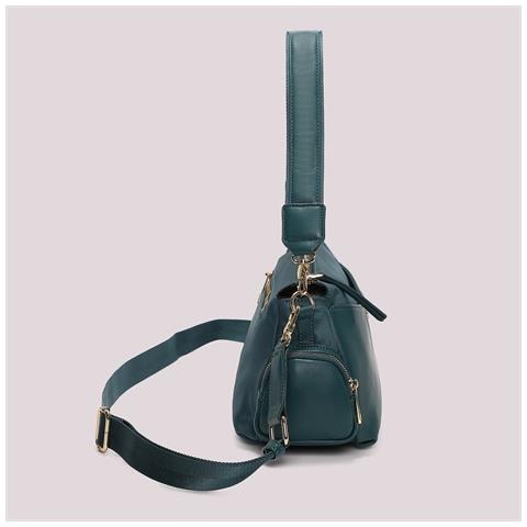 borsa a tracolla in nylon PETROLIO - Foto 4