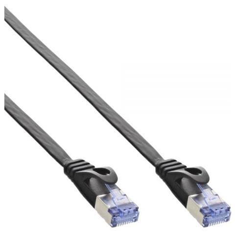 cavo patch lan piatto, ftp (u / ftp -pimf), cat. 6a (10giga), 500mhz, guaina pvc, cu (100% rame), nero, 10m - Foto 1