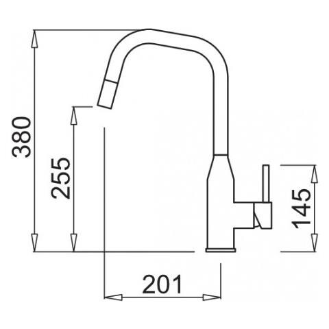 Miscelatore Monocomando con canna girevole e doccetta estraibile Dora Plus 20x38 cm Keratek Plus Black Nero Assoluto 86 - Foto 1