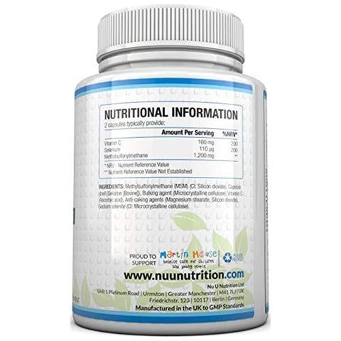 Msm Capsule - 180 Methylsulfonylmethane Capsule (3 Mese Dapprovvigionamento) - Msm Con Aggiunta Di Vitamina C E Selenio - Forza Higher Than 1000mg Msm Compresse 1200mg - Foto 2