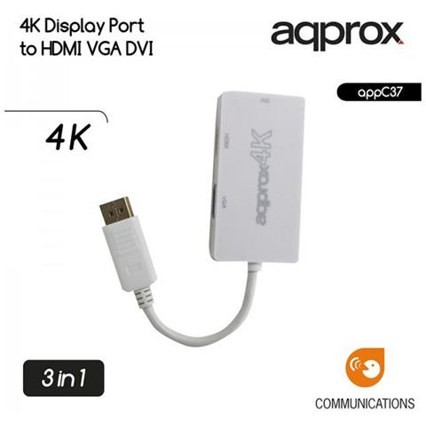 appC37 Display Port HDMI, DVI, VGA Bianco cavo di interfaccia e adattatore - Foto 2