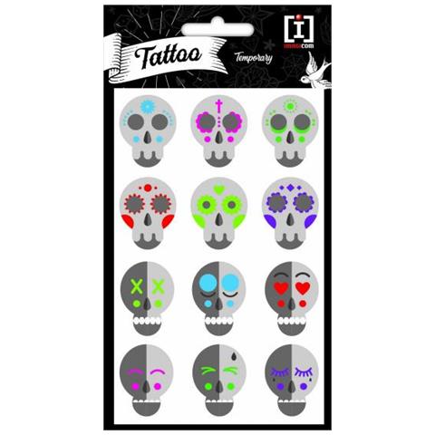 Foglio Adesivo Tattoo Skull Junior 19 X 10 Cm Pvc Grigio - Foto 1