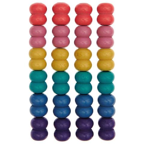 24 Perle Rotonde Doppie - Legno Arcobaleno - 22 Mm - Foto 1