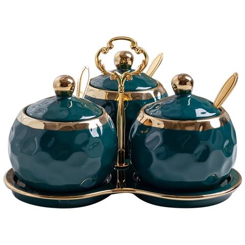 MAGICVOGEL Barattolo in ceramica per pepe e spezie portaspezie per cucina con coperchio e cucchiaio zuccheriera caffetteria saliera hotel per spezie rotondo 